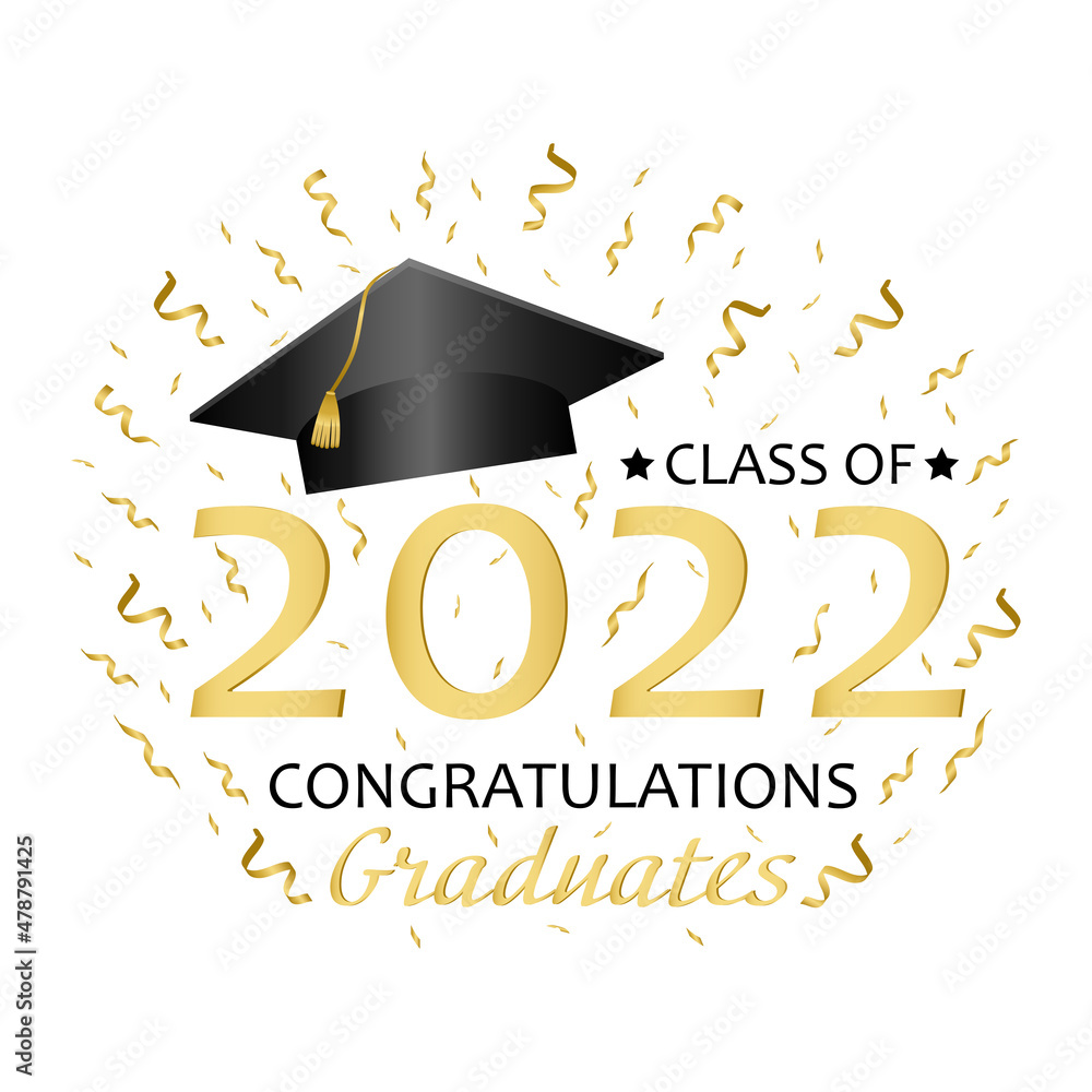 Lettering Class of 2022 for greeting and invitation card isolated on ...