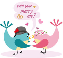 Couple Birds Will You Marry Me