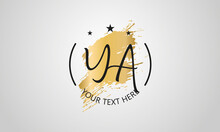 Handwritten Feminine YA Letter Logo Vector Template Design