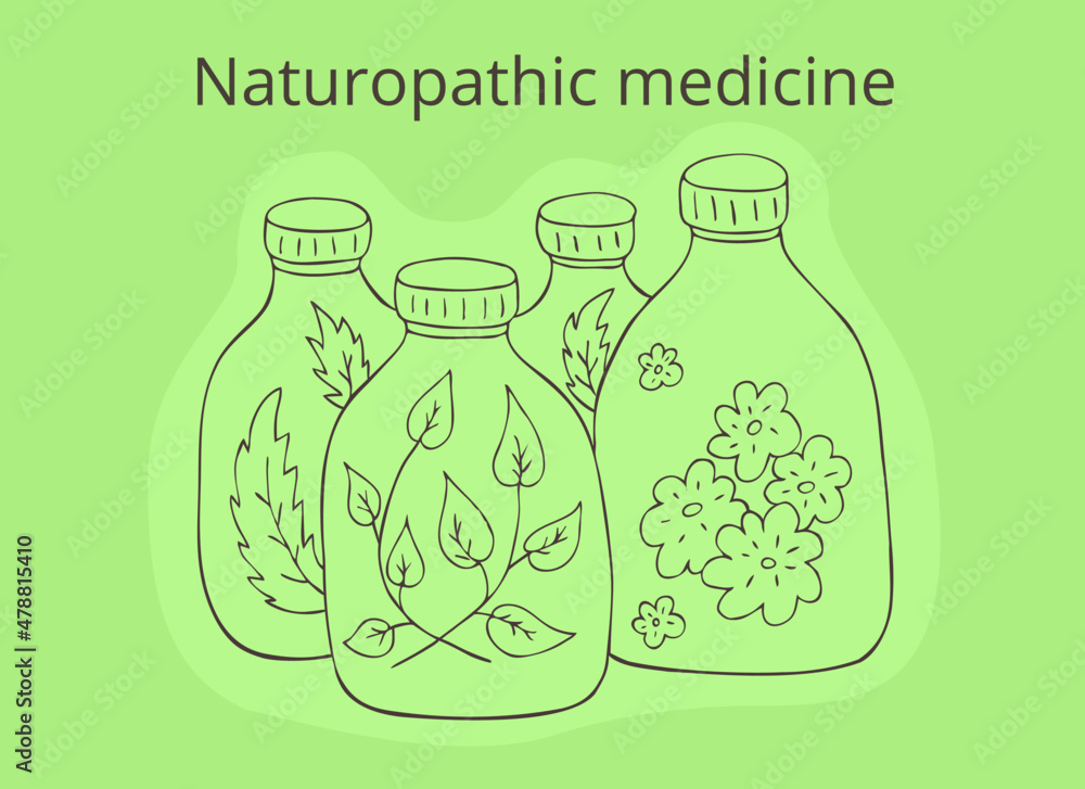 Medicinal Outline Hand drawn outline vector pharmacy herbs image.Naturopathic medicine ...