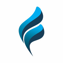 Blue Color Initial F Letter Logo Design