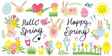 Vector Spring Collection Of Drawings By Hand On The Theme Of Easter