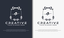 Initial Letter O White Floral Frame Logo Template