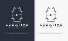 Initial Letter C White Floral Frame Logo Template