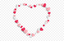 Vector Paper Hearts Png. Valentine's Day, Pink And White Hearts Png. Heart-shaped Frame. Love, Holiday, Paper Elements.