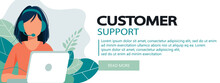 Live Support Concept. Business Customer Care Service Concept. Icon For Contact Us, Support, Help, Phone Call And Website Click. Flat Vector Illustration.	