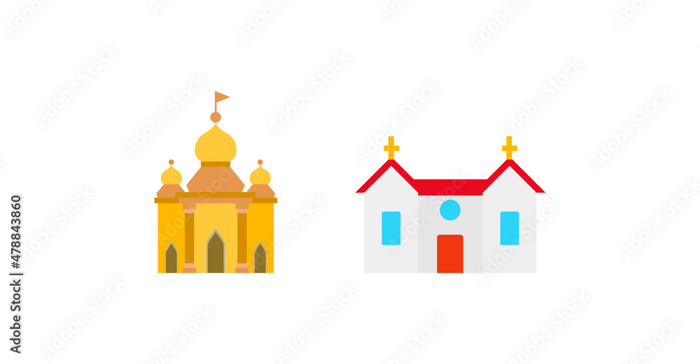 Church Building Emoji Icon Illustration Sign. Christian Religion Cross ...
