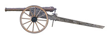 Isolated Antique Wheeled Cannon