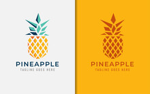 Yellow Pineapple Logo Vector Illustration With Modern Style Concept.