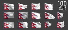 14 Different Pictures Of Nepal Flag Isolated On Grey Background - 3D Illustration Of Object