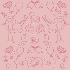 valentine's day,happy Valentine's day,cupid,cupid,love,heart,bow with arrows hits the heart,waffle heart,heart balloons,lovers ,girls love,boys love,lovers,the key opens the heart,heart-shaped glasses