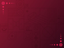 Football Qatar 2022 Tournament Background. Vector Illustration Football Pattern For Banner, Card, Website. Burgundy Color Qatar World Cup 2022