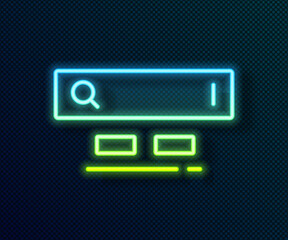 Wall Mural - glowing neon line search engine icon isolated on black background. vector