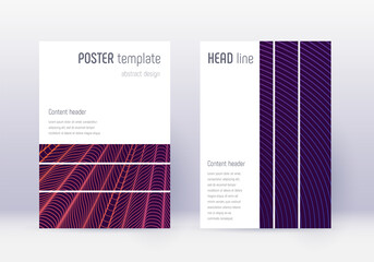 Geometric cover design template set. Violet abstra