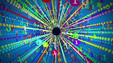 Wall Mural - Binary data flow in hyperspace