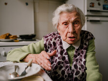 Grandma Talking At The Kitchen Emotional