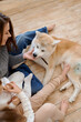 © Tatiana Timofeeva/Stocksy - akita inu at home with people