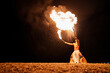 © Igor Kardasov/Stocksy - Tribal latin man spits  huge fire