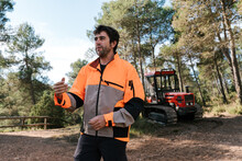 Lumberjack In Uniform Against Crawler