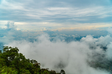 Wall Mural - city on a hill covered with clouds from Telomoyo Mountain, Central Java, Indonesia