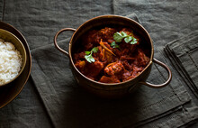 Pork Vindaloo Curry Dish With Rice
