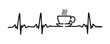 Vector illustration of cardiogram with coffee cup shape. Conceptual design vector. Coffee heartbeat. 