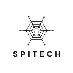 line spider web technology logo design vector graphic symbol icon illustration creative idea