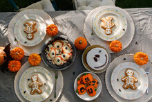 A Decorated Table For Halloween