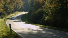 Lamborghini on the road in autumn