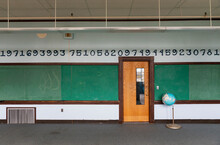 School Classroom Interior With Chalkboard