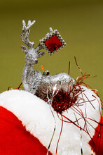 Toy Reindeer In The Shoe Of A Santas Elf