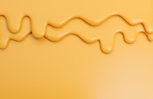 Cheese Creamy Liquid Drips.,cheese Melt On Yellow Background.,3d Model And Illustration.