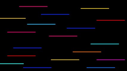 Wall Mural - Colorful Stripes Animation  on black background. Animated colored line abstract pattern 