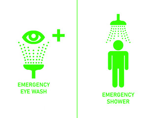 Wall Mural - emergency eyewash and emergency shower sign 