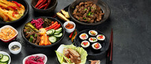 Assortment Of Korean Traditional Dishes. .