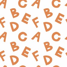 Alphabet Seamless Pattern. Orange Letters A B C D F