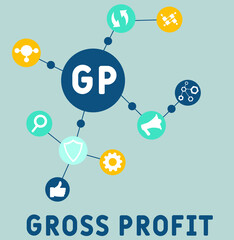 GP - Gross Profit acronym. business concept background.  vector illustration concept with keywords and icons. lettering illustration with icons for web banner, flyer, landing pag