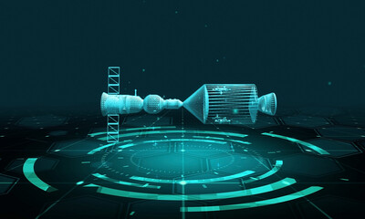 Wall Mural - hud the futuristic 3d sci-fi space vehicle