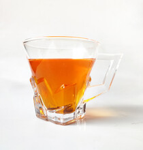 A Cup Of Red Tea On A White Background.Rooibos Tea.red Bush Tea.