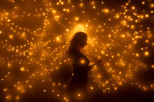 Silhouette Of  Woman Surrounded By Lights