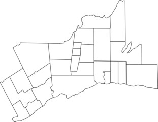 Wall Mural - White flat blank vector administrative map of GREATER TORONTO AREA, ONTARIO, CANADA with black border lines of its municipalities