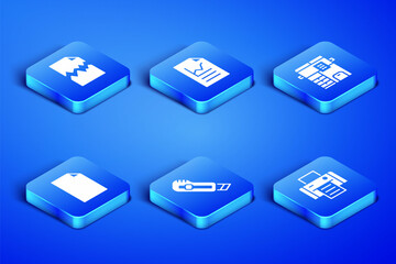 Sticker - Set Printer, Torn document, Stationery knife, Empty, Document with graph chart and Copy machine icon. Vector