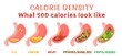 Calorie density. Horizontal poster. Editable vector illustration