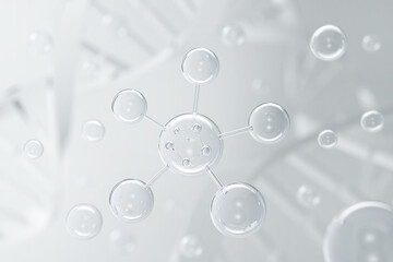 cosmetic essence oil liquid bubble with molecule on dna background, 3d rendering.