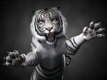 Adult Tiger Close-up. 3d Illustration