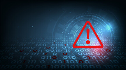 Fototapete - Digital data cyber attack concept design.Red and blue binary code on dark blue background. Cyber Attack vector illustration.
