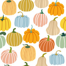Modern Abstract Pumpkins Seamless Pattern. Autumn Pumpkin