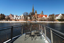 View Over Danube River To Ulm Cathedral, Ulm, Swabian Alps, Baden-Wurttemberg