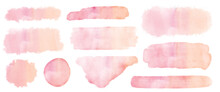Abstract Pink Pastel Watercolor Paintbrush Shapes Set
