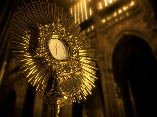 Wall Mural - Jesus Christ in the monstrance present in the Sacrament of the Eucharist